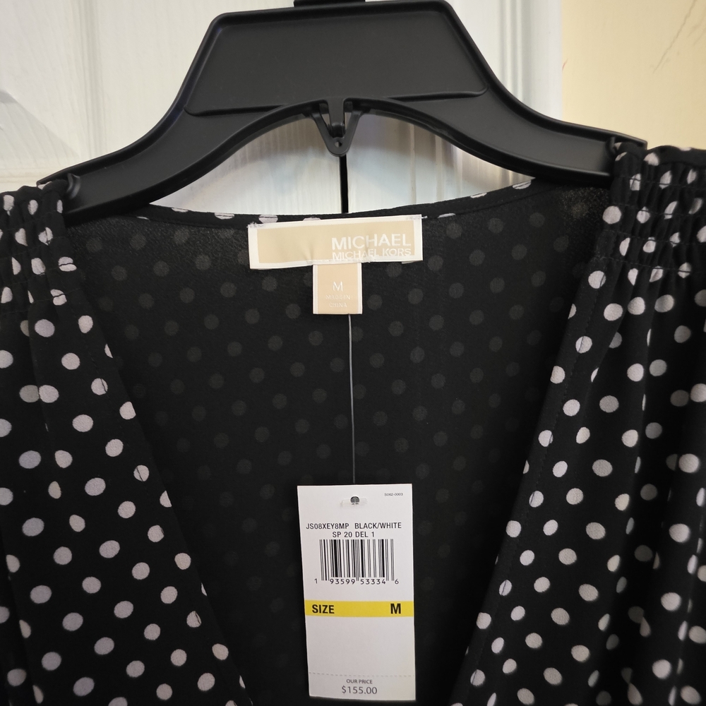 Michael By Michael Korrs Elegant Black and White Polka Dot Dress - Picture 5 of 6